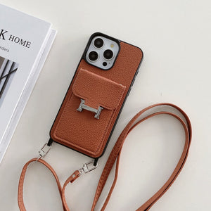 H Card Bag Leather Crossbody iPhone Case - Bestocase