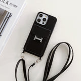 H Card Bag Leather Crossbody iPhone Case - Bestocase