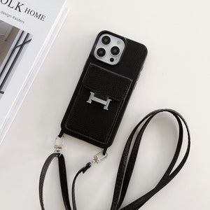 H Card Bag Leather Crossbody iPhone Case - Bestocase