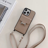 H Card Bag Leather Crossbody iPhone Case - Bestocase