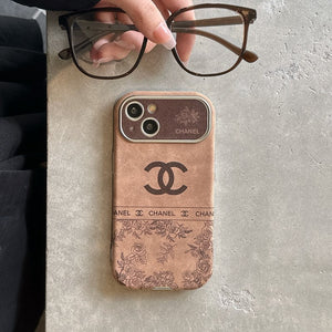 CC White & Brown Color Leather iPhone Case - Bestocase