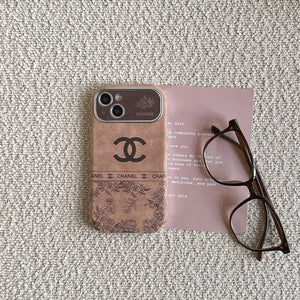 CC White & Brown Color Leather iPhone Case - Bestocase