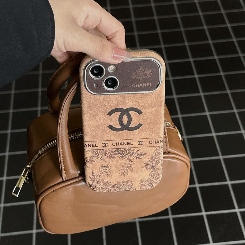 CC White & Brown Color Leather iPhone Case - Bestocase