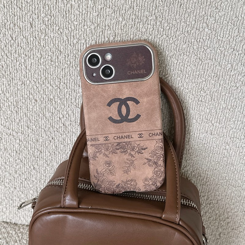 CC White & Brown Color Leather iPhone Case - Bestocase