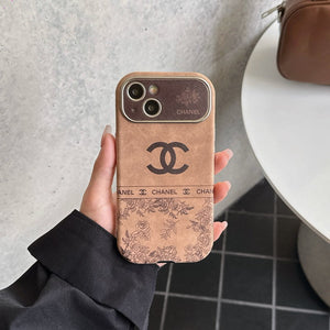 CC White & Brown Color Leather iPhone Case - Bestocase