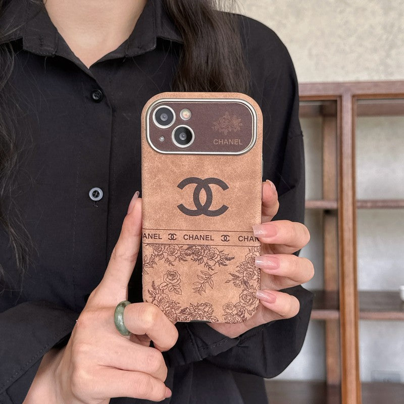 CC White & Brown Color Leather iPhone Case - Bestocase