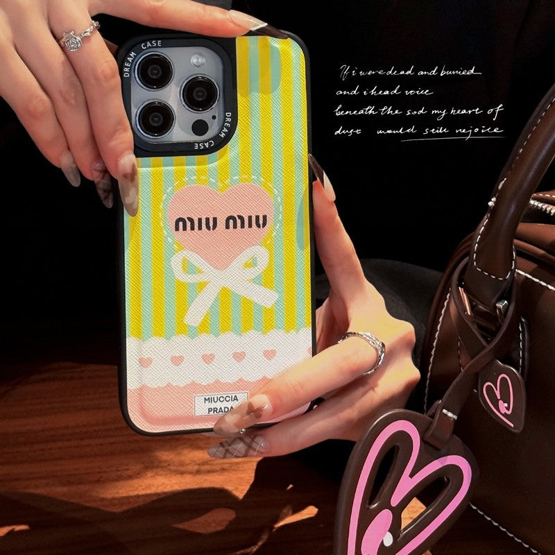 Miu Green & Pink Leather iPhone Case - Bestocase