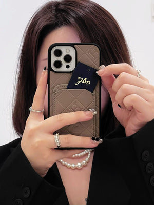 H Leather Card Holder iPhone Case - Bestocase