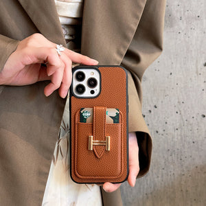 H Card Holder Leather iPhone Case - Bestocase