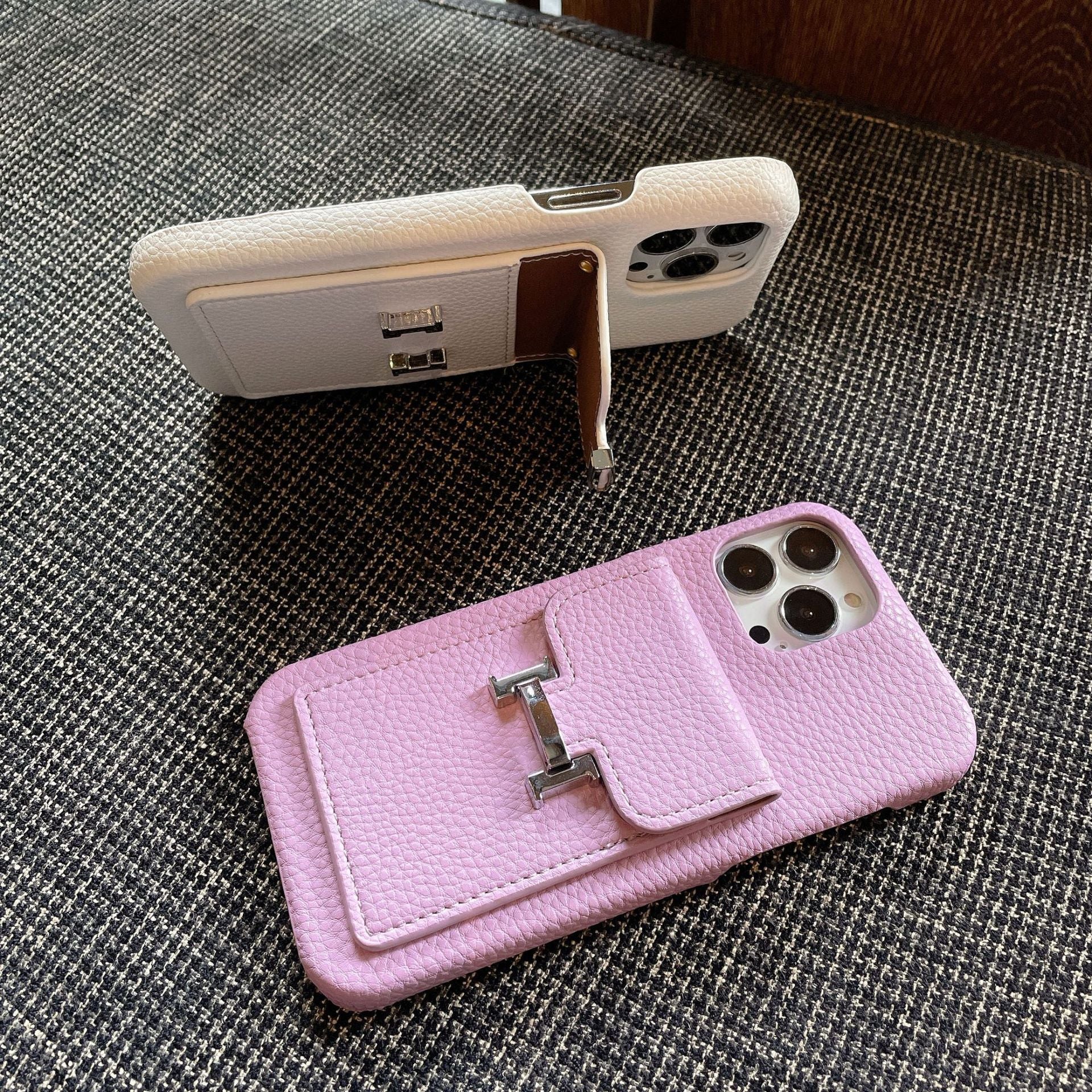 H Card Holder Leather iPhone Case - Bestocase