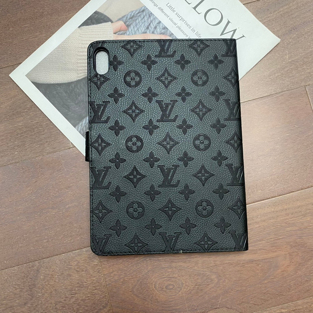 3D Embossed Canvas Monogram Holster Apple iPad Flip Cover With Stand Function - Bestocase