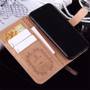 Luxury Monogram Leather Flip Phone Wallet Case With Airpods case Bestocase