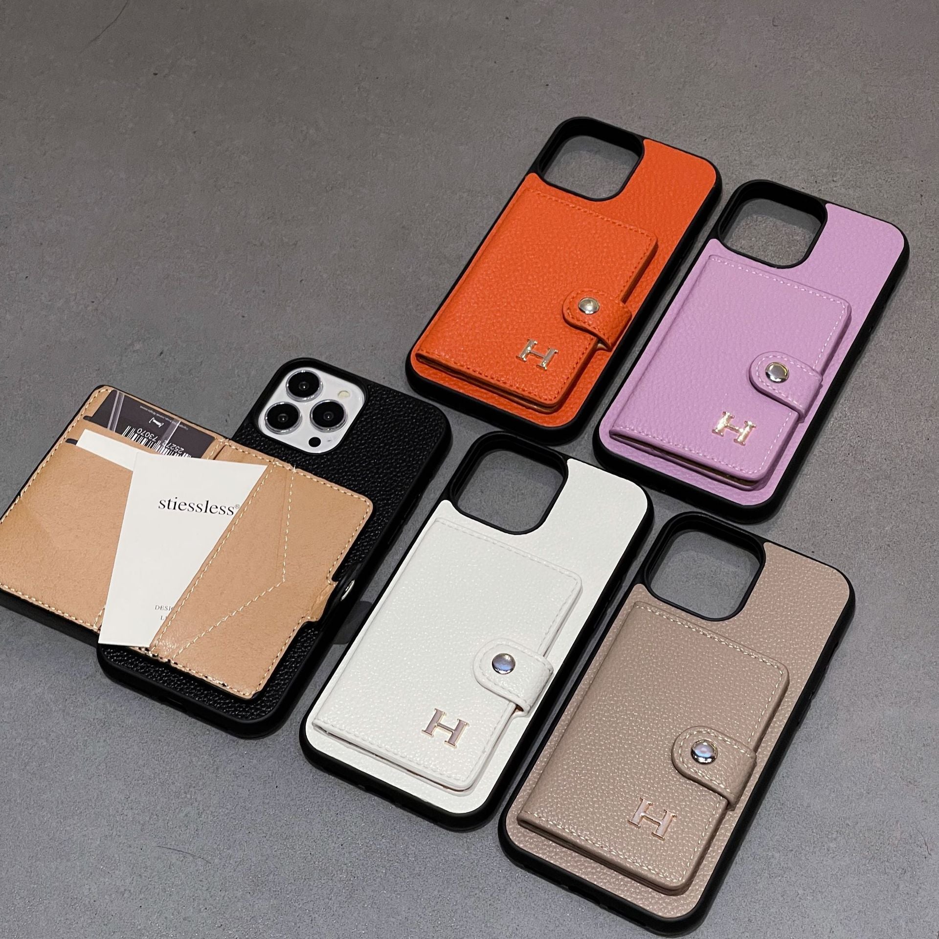 H Leather Card Holder iPhone Case - Bestocase