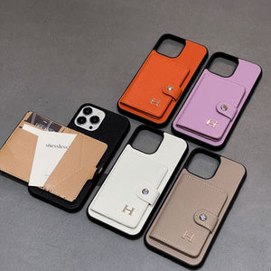 H Leather Card Holder iPhone Case - Bestocase