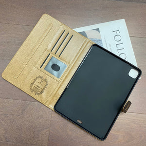Luxury Canvas Monogram Leather Fresh Summer Theme Pattern Apple iPad case Black - Bestocase