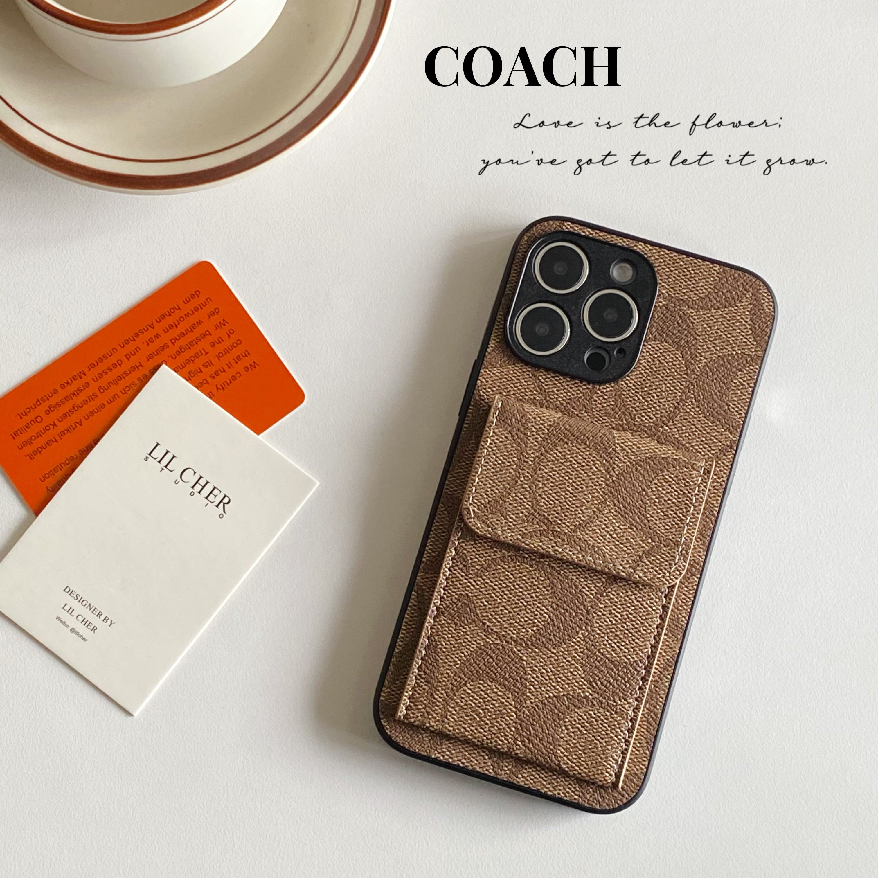 Coach iPhone Case With  Wallet Light Brown-HP240513 - Bestocase