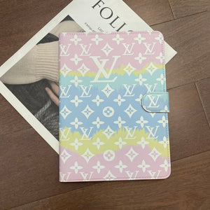 Luxury Canvas Monogram Leather Fresh Summer Theme Pattern Apple iPad case Black - Bestocase