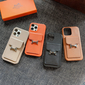 H Card Holder Leather iPhone Case - Bestocase