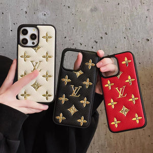 Lou Gold Leather iPhone Case - Bestocase