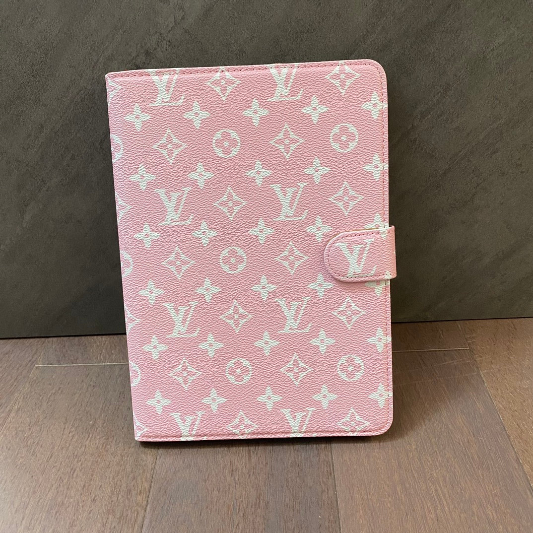 Luxury Canvas Monogram Leather Fresh Summer Theme Pattern Apple iPad case Black - Bestocase