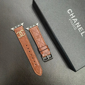 Luxury Gold Monogram 3D Embossed Leather Apple Watch Strap - Bestocase