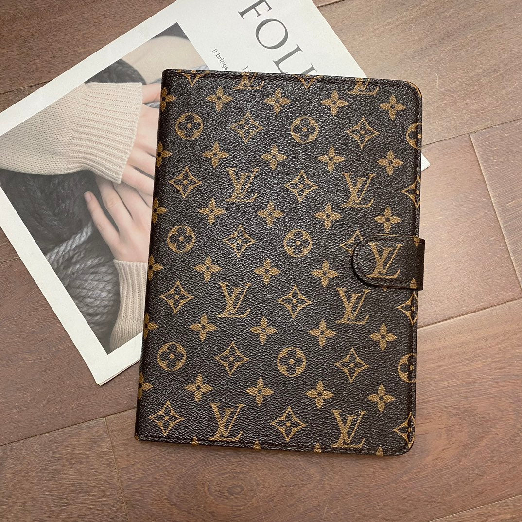 Luxury Canvas Monogram Leather Fresh Summer Theme Pattern Apple iPad case Black - Bestocase