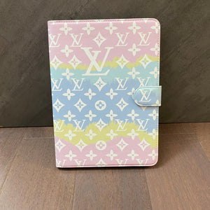 Luxury Canvas Monogram Leather Fresh Summer Theme Pattern Apple iPad case Black - Bestocase