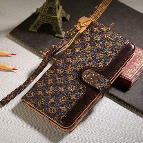 Luxury Monogram Leather Flip Phone Wallet Case With Airpods case Bestocase