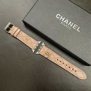 Luxury Gold Monogram 3D Embossed Leather Apple Watch Strap - Bestocase