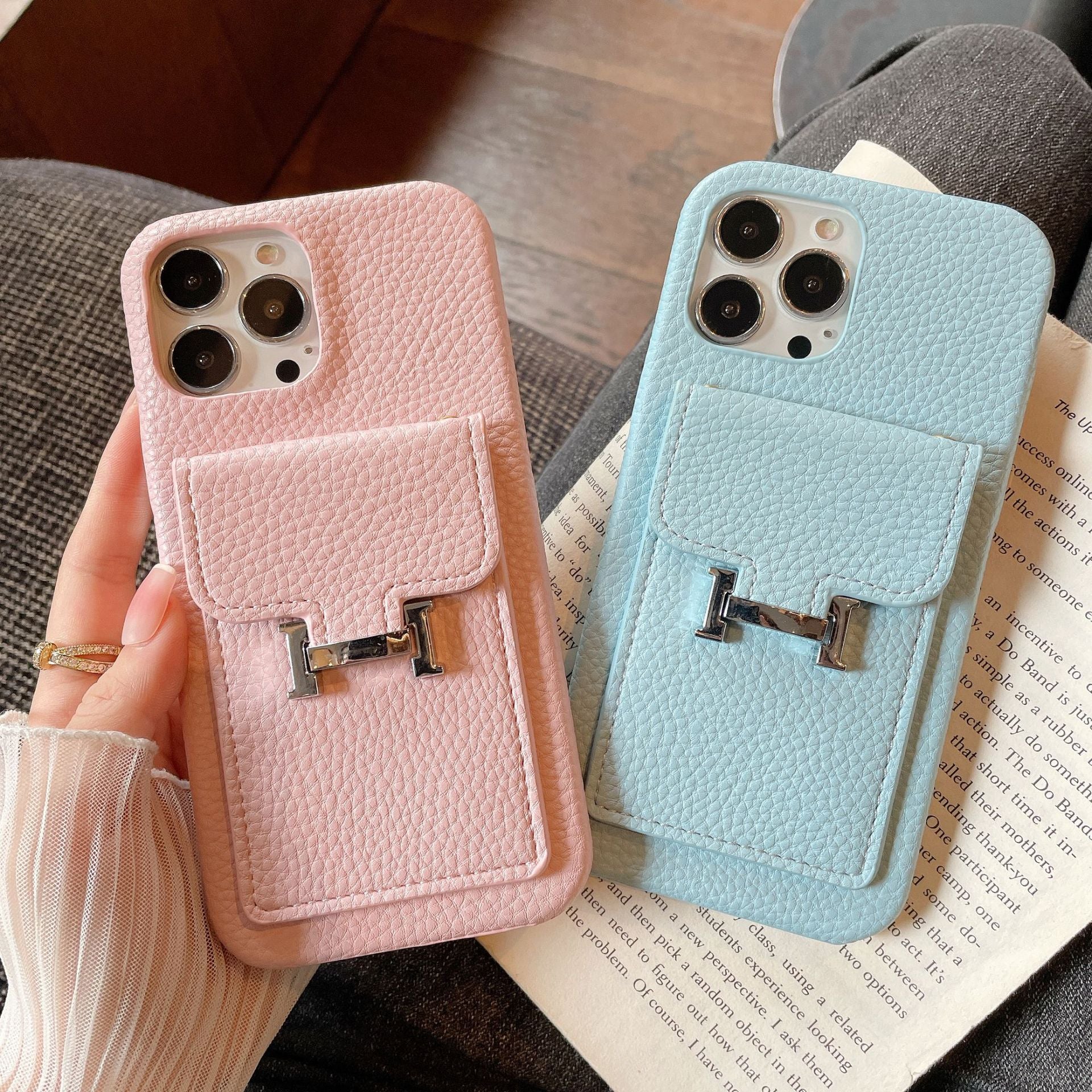 H Card Holder Leather iPhone Case - Bestocase