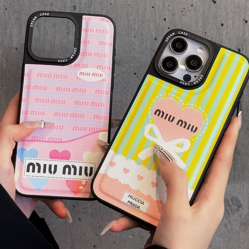 Miu Green & Pink Leather iPhone Case - Bestocase