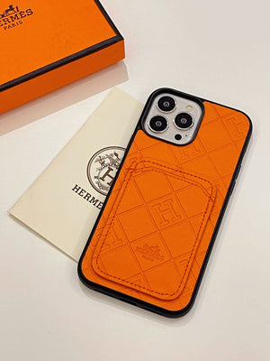 H Leather Card Holder iPhone Case - Bestocase