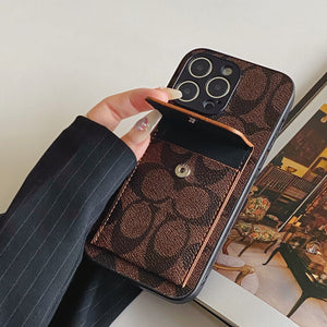 Coach iPhone Case With  Wallet Dark Brown-HP240513 mysite