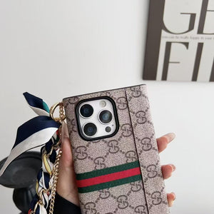Letter Holster Scarf Chain Wallet Case For iPhone&Samsung S23U/S24U/S25U mySite
