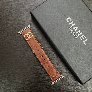 Luxury Gold Monogram 3D Embossed Leather Apple Watch Strap - Bestocase