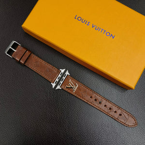 BAND METAL LOGO 3D EMBOSSED MONOGRAM LEATHER APPLE WATCH - Bestocase