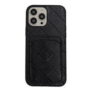 H Leather Card Holder iPhone Case - Bestocase