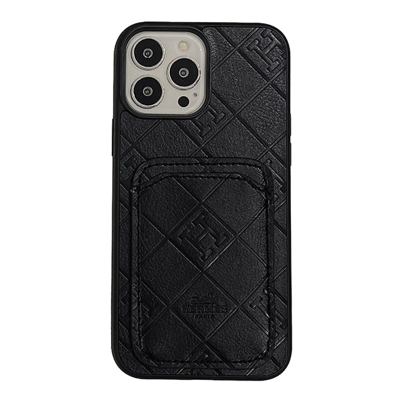 H Leather Card Holder iPhone Case - Bestocase