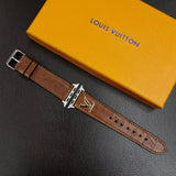 BAND METAL LOGO 3D EMBOSSED MONOGRAM LEATHER APPLE WATCH - Bestocase