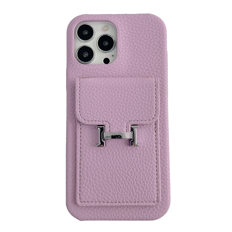 H Card Holder Leather iPhone Case - Bestocase