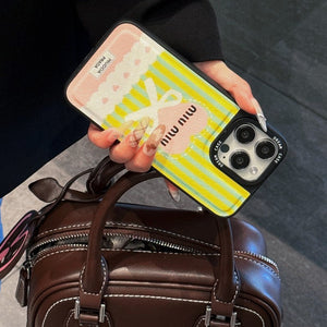 Miu Green & Pink Leather iPhone Case - Bestocase