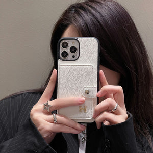 H Leather Card Holder iPhone Case - Bestocase
