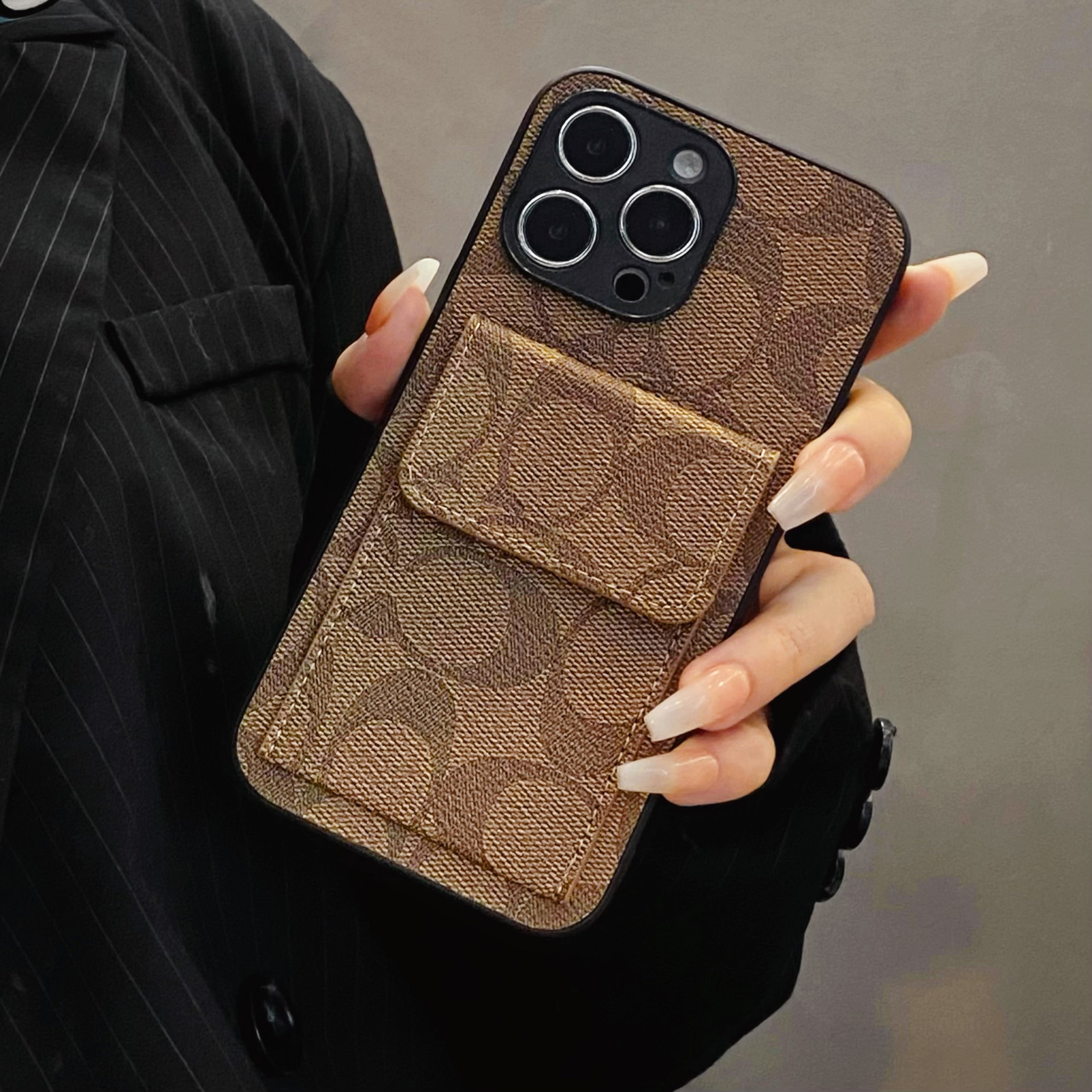 Coach iPhone Case With  Wallet Light Brown-HP240513 - Bestocase