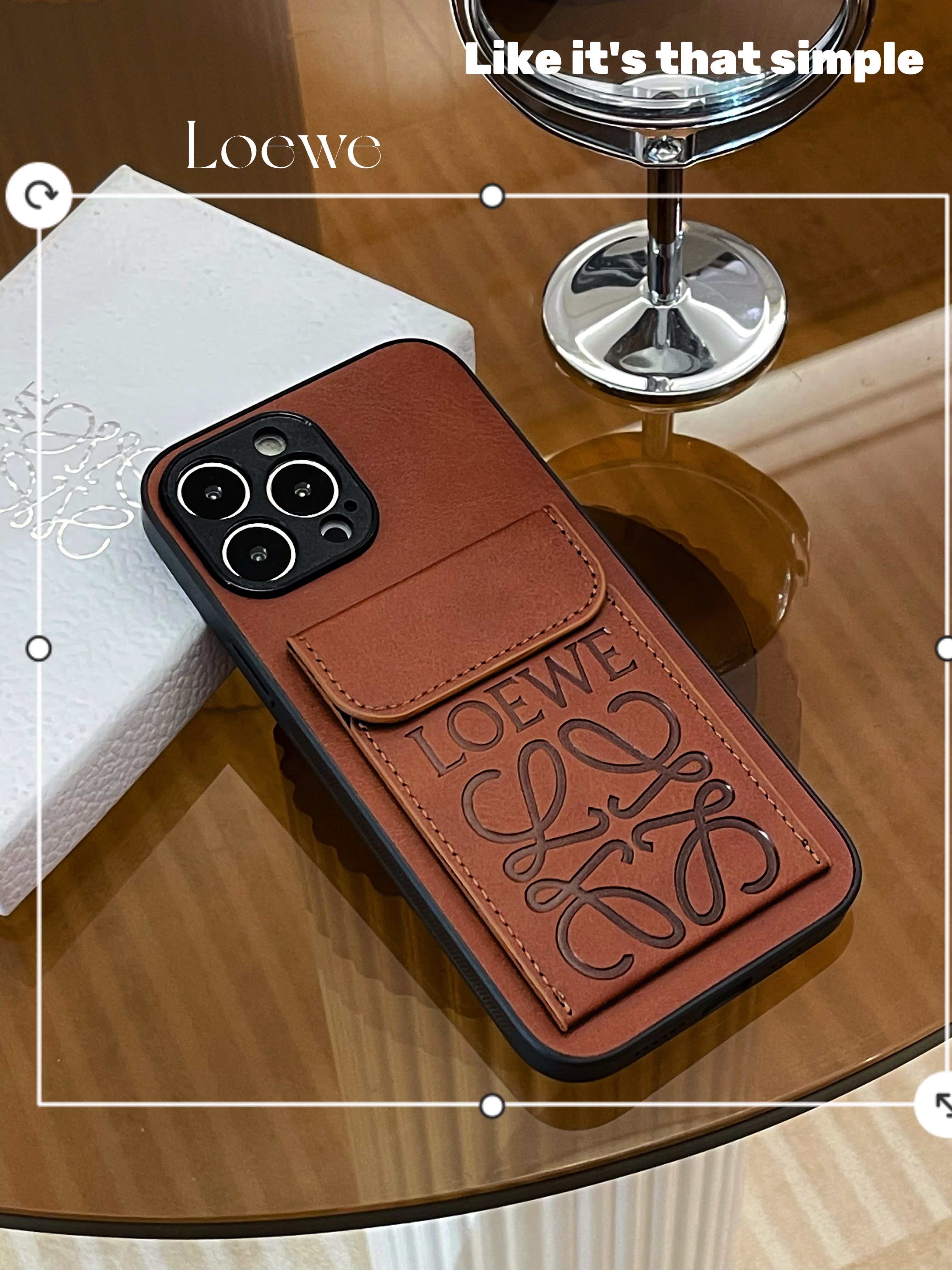 LOEWE iPhone Case With Card Holder Brown-LZP241448 - Bestocase