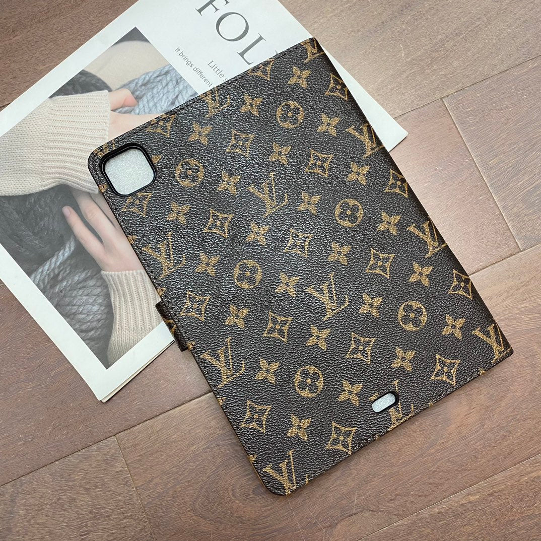 Luxury Canvas Monogram Leather Fresh Summer Theme Pattern Apple iPad case Black - Bestocase