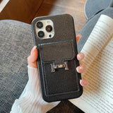 H Card Holder Leather iPhone Case - Bestocase
