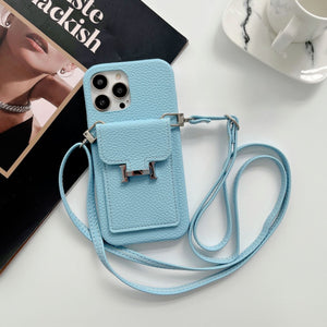 H Card Holder Leather Chain iPhone Case - Bestocase