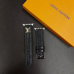 BAND METAL LOGO 3D EMBOSSED MONOGRAM LEATHER APPLE WATCH - Bestocase