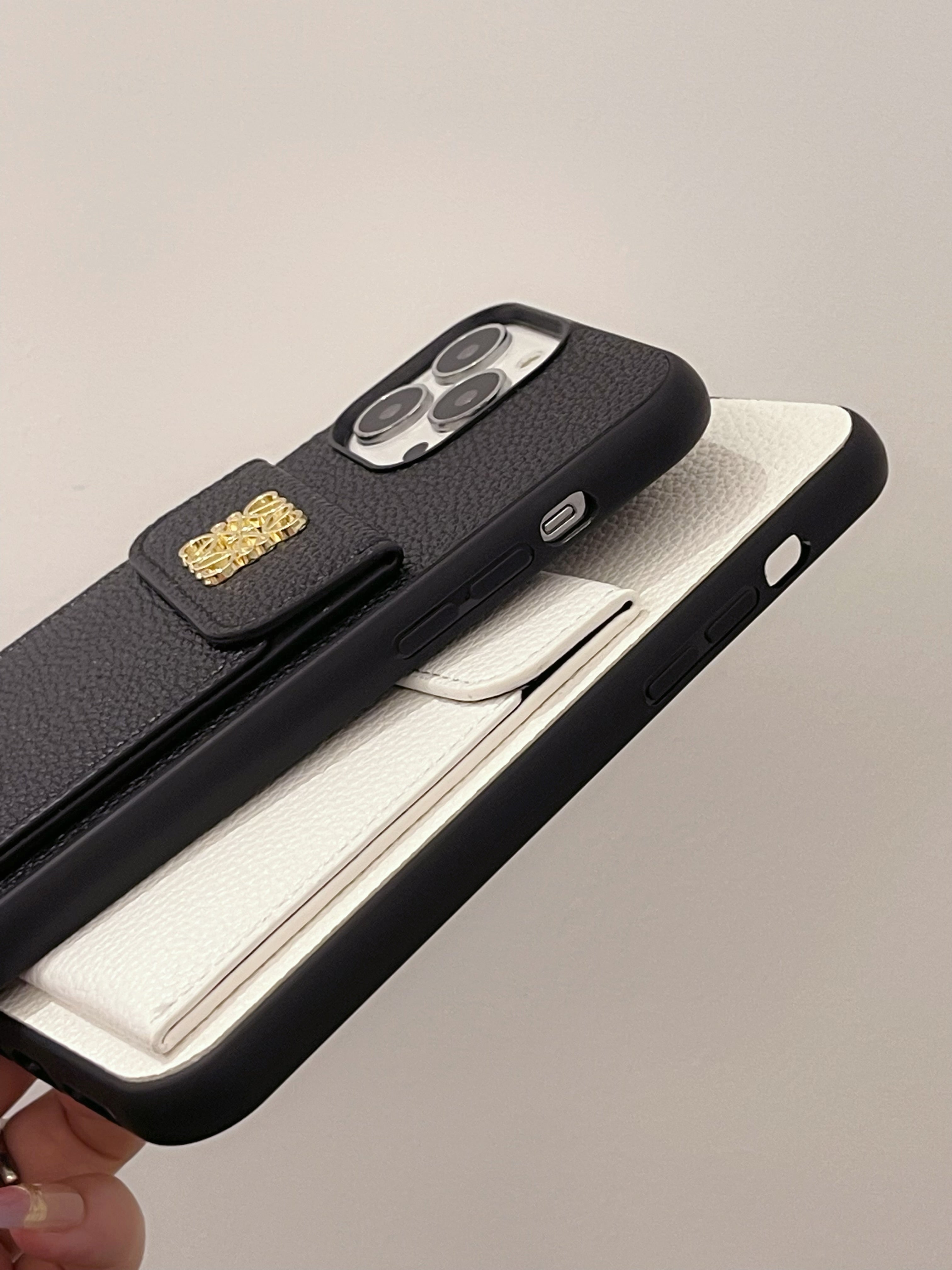 LOEWE iPhone Case With Card Holder Black-QBK240603 - Bestocase