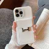 H Card Holder Leather iPhone Case - Bestocase
